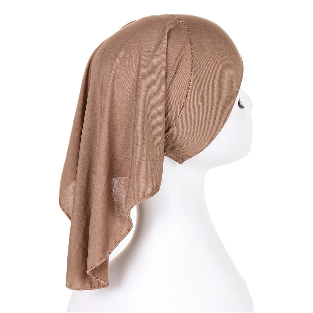 Soft Women Inner Hijab Caps Muslim Stretch Turban Cap Solid Islamic Underscarf Bonnet Female Headband Tube Cap Turbante Mujer