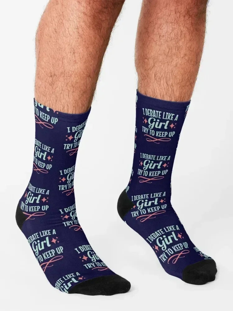 I Debate Like A Girl Try To Keep Up Socks essential christmas stocking gifts christmas gift Designer Man Socks Women's