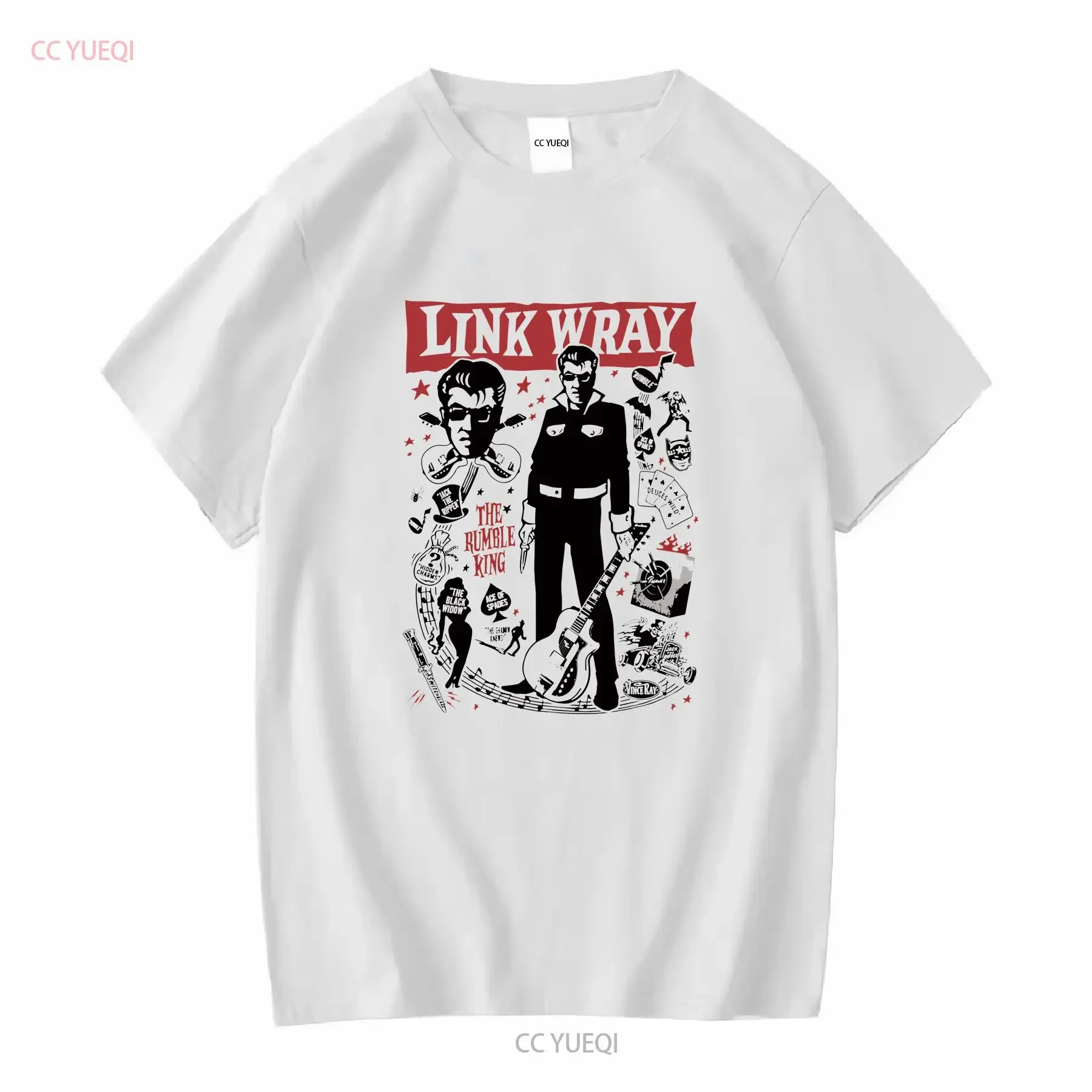 New The Rumble King Link Wray T Shirt  White S 5XL UT1056 vintage Washed fashion Unisex Versatile homme streetwear