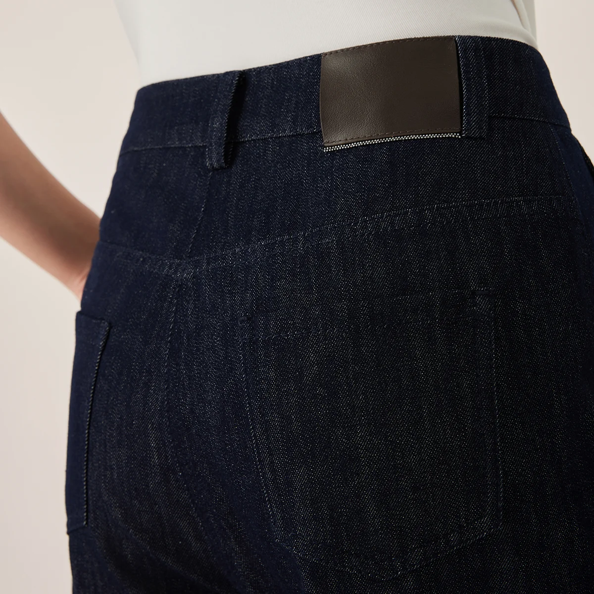 KX7523319 High-Waisted Wide-Leg Cotton Blend Trousers with Pockets Casual Pants for Women