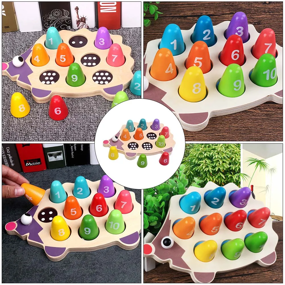 

Wooden Hedgehog Puzzle Toys for Babies Enlightenment Stack Colorful Kids Educational Plaything Child