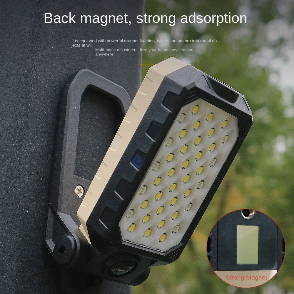 Draagbare Cob Werklamp Led Zaklamp Verstelbare Usb Oplaadbare Outdoor Camping Lantaarn Magneet Ontwerp Met Power Display