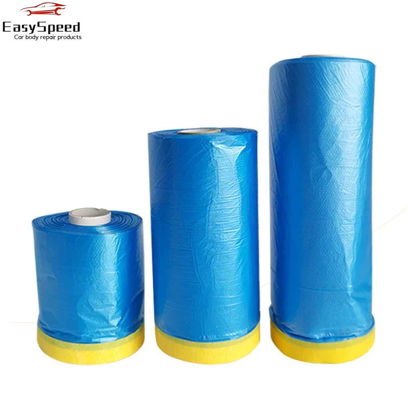 Car Plastic Masking Film Pre-taped Protective Masking Film Adhesive Automotive Paint Masking Film