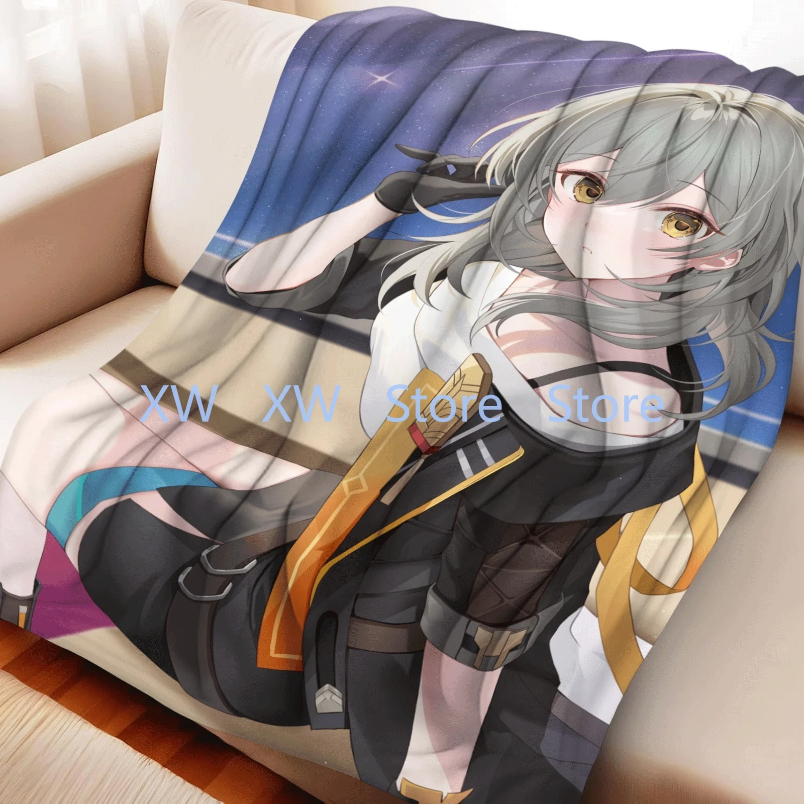 

Honkai Star Rail Trailblazer Stelle Soft Flannel Blanket Lovely Anime Character Warm Throw Blanket for Living Room Home Decor