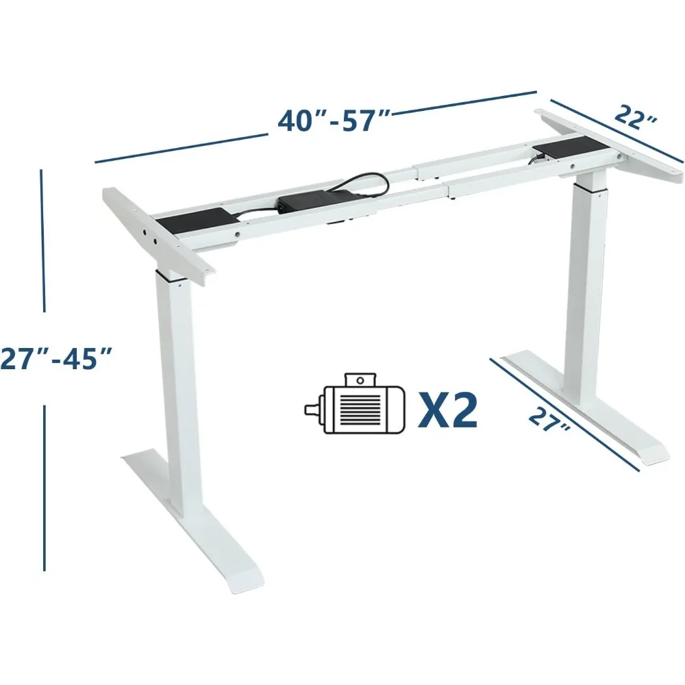 Dual Motor Electric Standing Desk, 63 x 30 Inches Height Adjustable Table with Splice Board, Ergonomic Sit Stand Computer Desk
