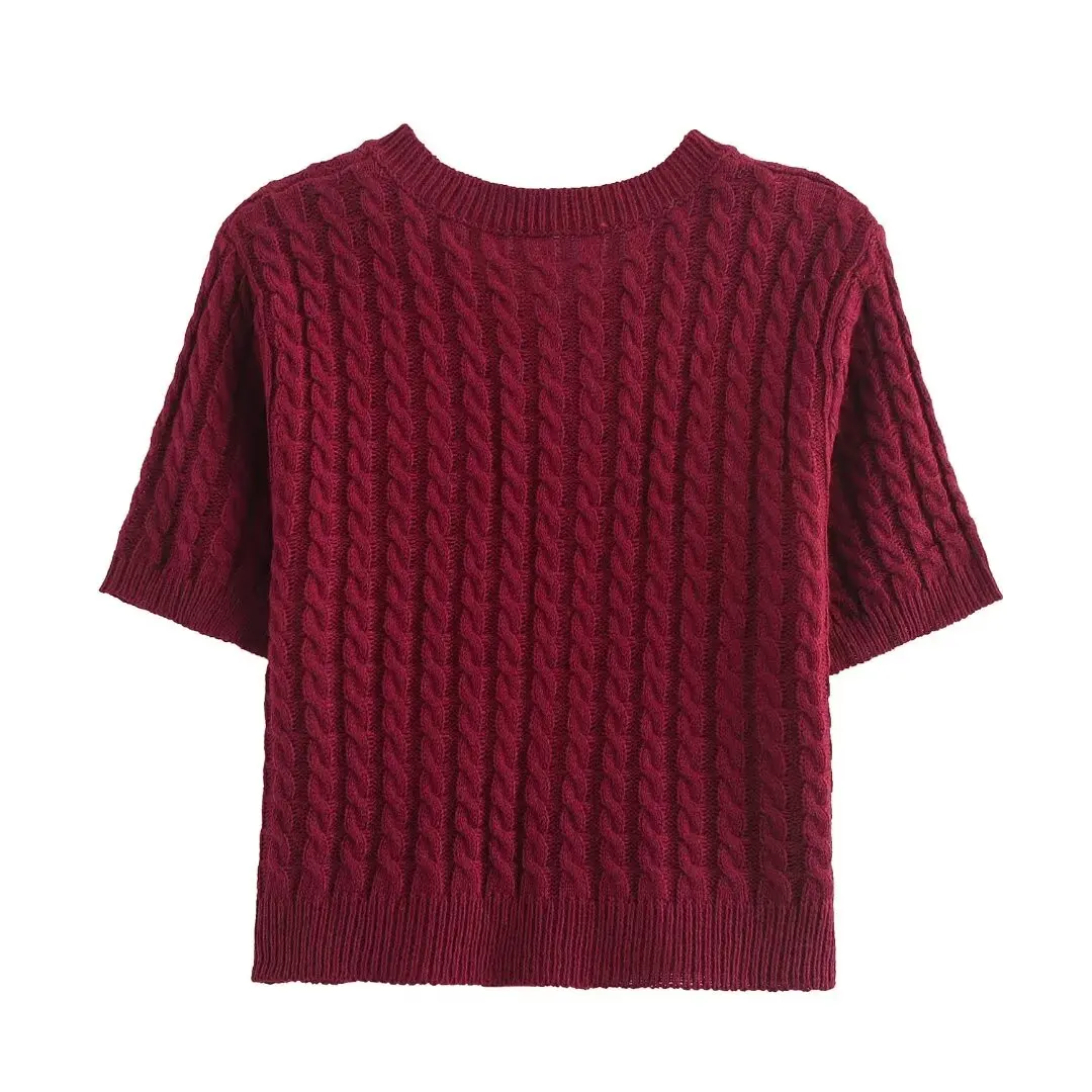 HXAO 2024 เสื้อกันหนาวผู้หญิงสีแดงสีดำสีเทาถักเสื้อคาร์ดิแกนสำหรับผู้หญิงฤดูใบไม้ร่วงเสื้อถักแขนสั้นครอปเสื้อถักเสื้อกั๊ก