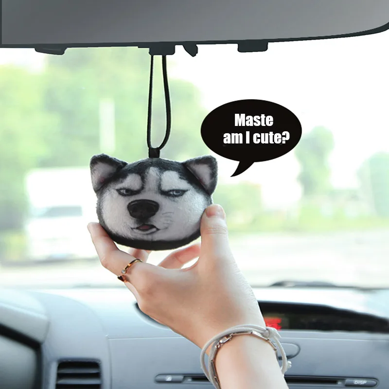 Creative Car Air Freshener 3D Cute Cat Husky Auto Rearview Mirror Hanging Pendant Car Perfume Car Interior Decoration Accessorie