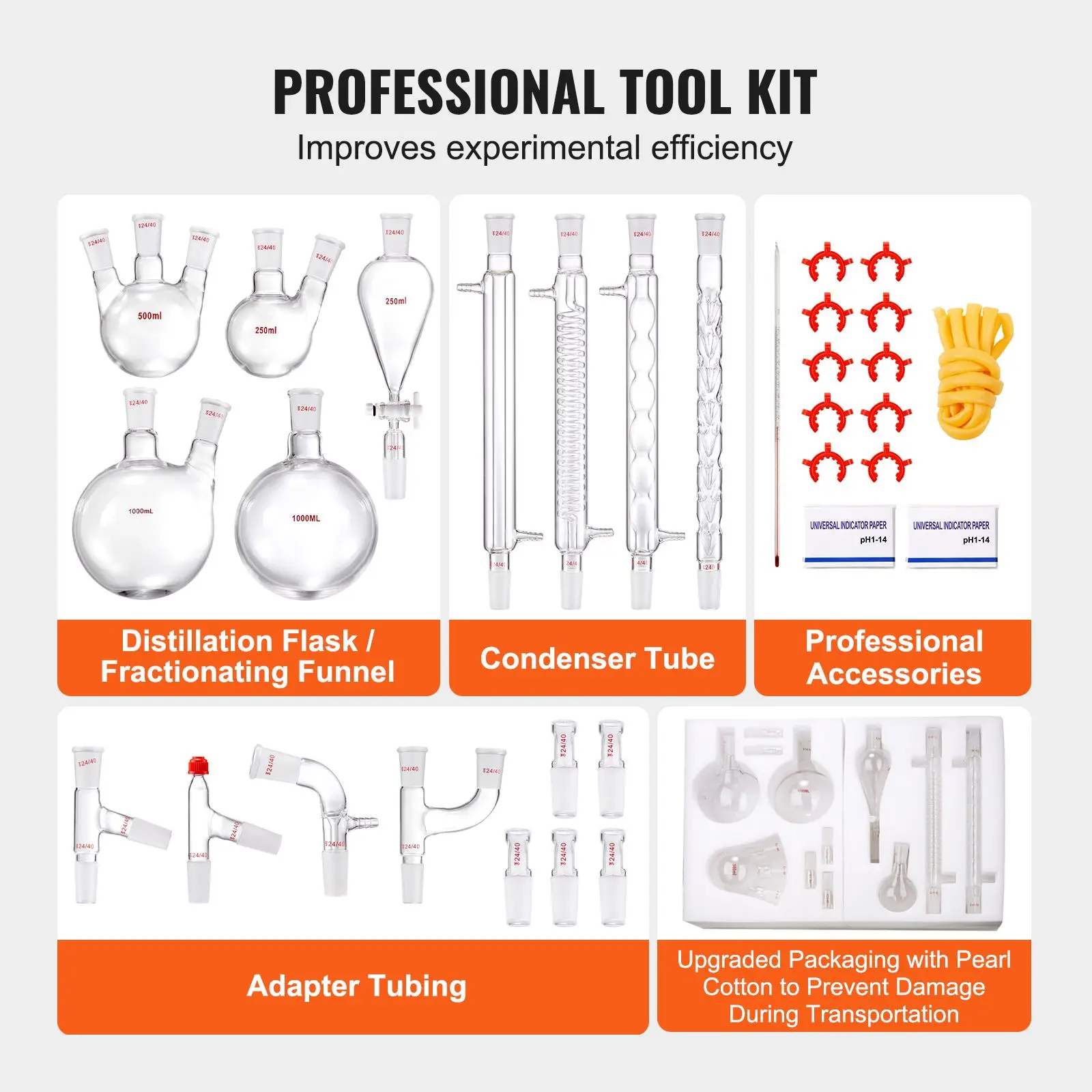 Lab Distillation Kit, 3.3 Boro Lab Glassware Distillation Kit with 24, 40 Joint, 1000Ml Essential Oil Distillation Apparatus - view 5