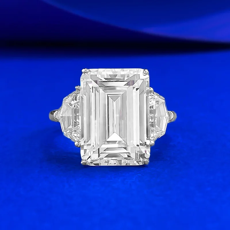 

Luxury 10x14mm High Carbon Diamond Rings for Women - 925 Sterling Silver Wedding Engagement Ring & Bridal Anniversary Jewelry