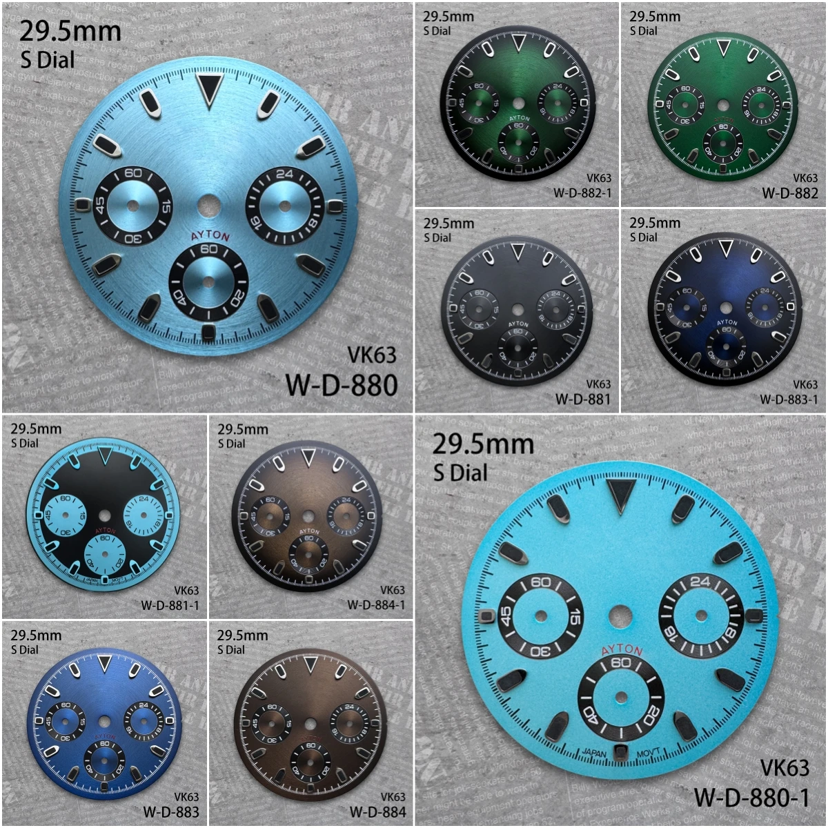 29.5mm DTN Panda S Dial for VK63 Quartz Movement CD Pattern High-Quality Black Scale Nail Watch Modification Accessories