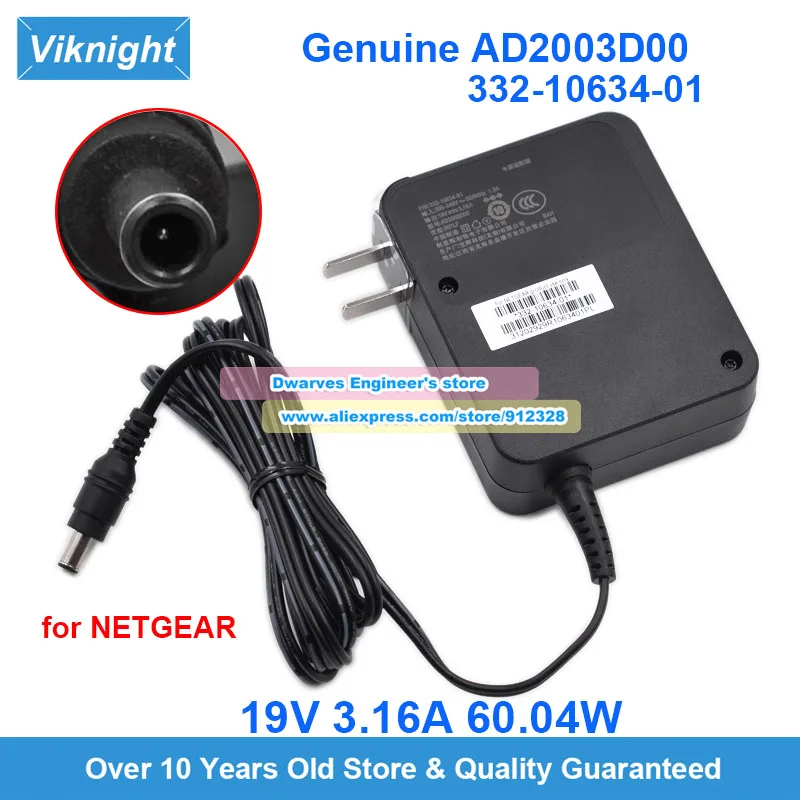 

New Original US AD2003D00 AC Adapter 332-10634-01 19V 3.16A for NETGEAR Wireless Router R8500/R9000/RAX80/120 Power Supply