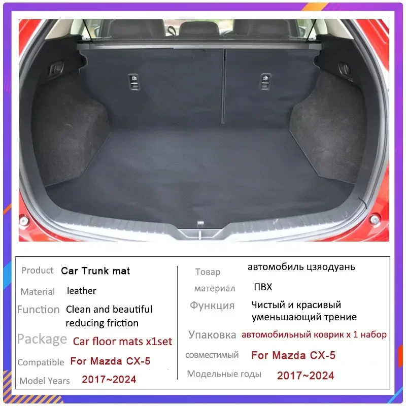 Car Trunk Mat For Mazda CX-5 CX5 CX 5 KF 2017~2024 Dirt-resistant Fully Trunk Mat Luxury Rear Cargo Tray Car Accessories 2023