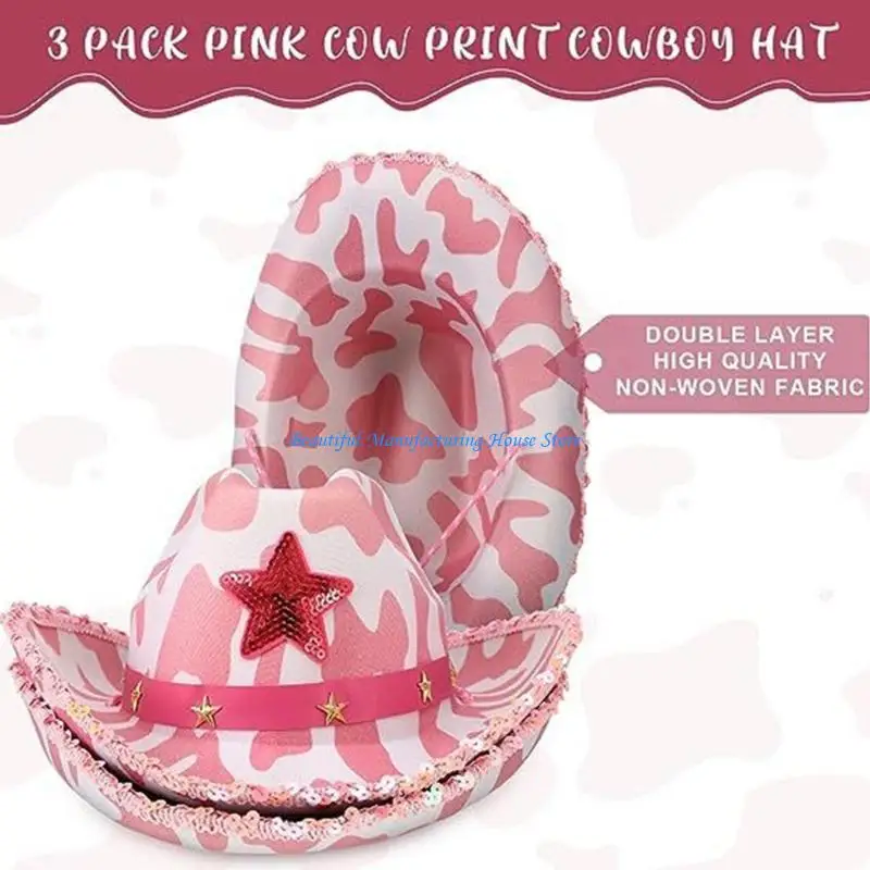 

E56A Holiday Cowgirl Hat with Bright Colors for Bachelorette Party Birthday Party