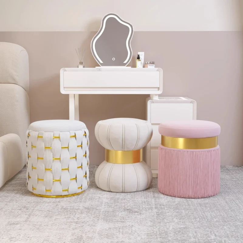 

PK49: Luxury Makeup Stool, Creative Dressing Chair, Girls' Bedroom Vanity Stool, Pink Design Footstool, Elegant Makeup Seat