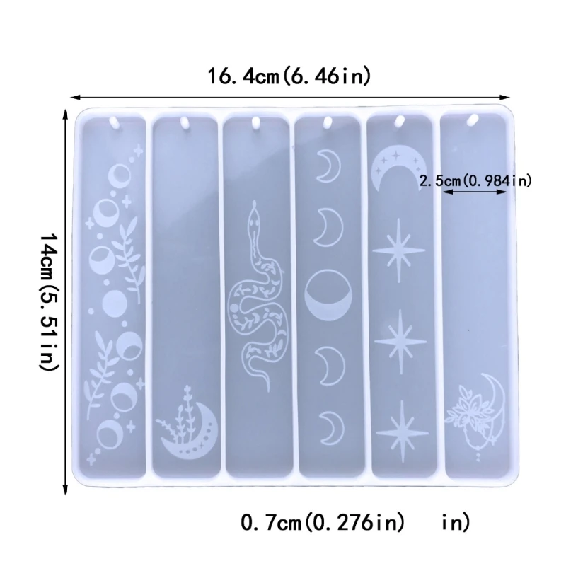 Molde de resina R3MC para hacer marcadores de libros, molde de silicona con agujero de borla para llavero, manualidades de arte DIY, molde de