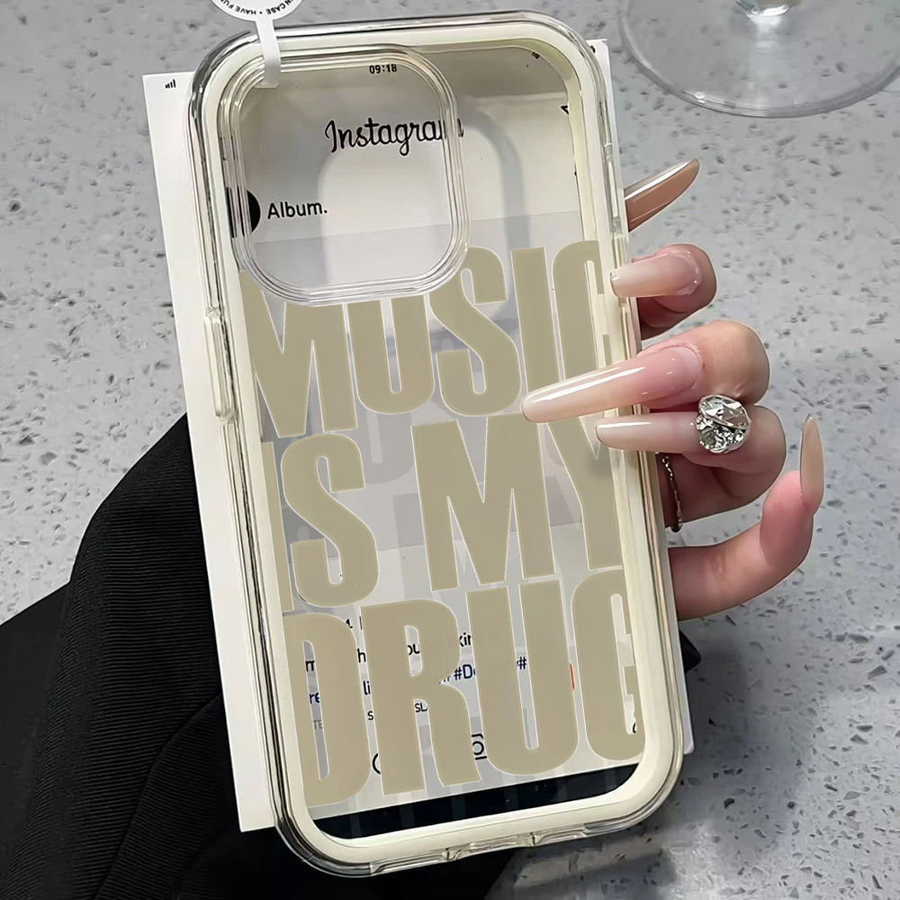 Musik ist meine Droge INS Handyhülle für Samsung Galaxy S26 Ultra S25 S24 Plus s22 s23 Plus FE A57 A54 A55 A35 A36 A37 5G Transparente Hülle – Detail 4