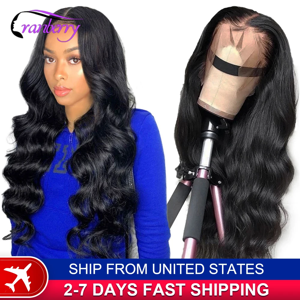 Human Hair Lace Wigs Remy Brazilian Transparent Body Wave 13x4 Lace Frontal Wig 180% Density Cranberry Hair 13x4 Lace Front Wig