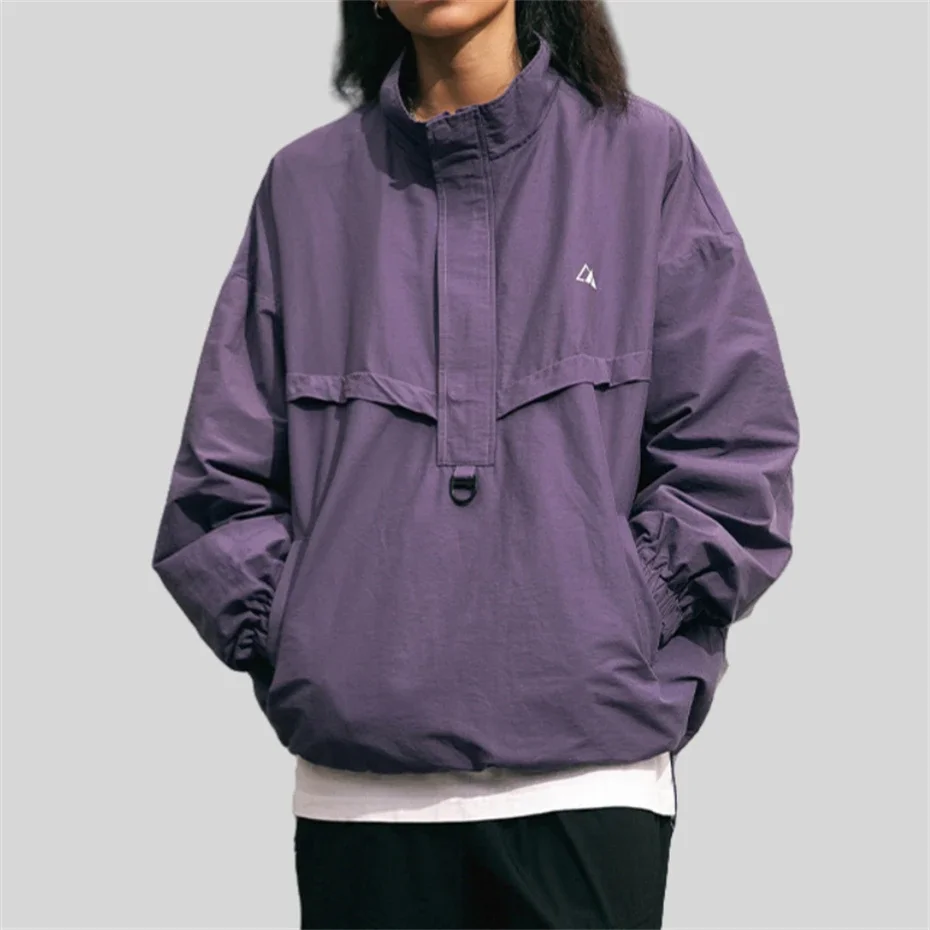 Harajuku Windproof Jacket Men Korean Fashion Waterproof Jacket Coat Men Hip Hop Streetwear Oversized Print Purple Unisex Jackets