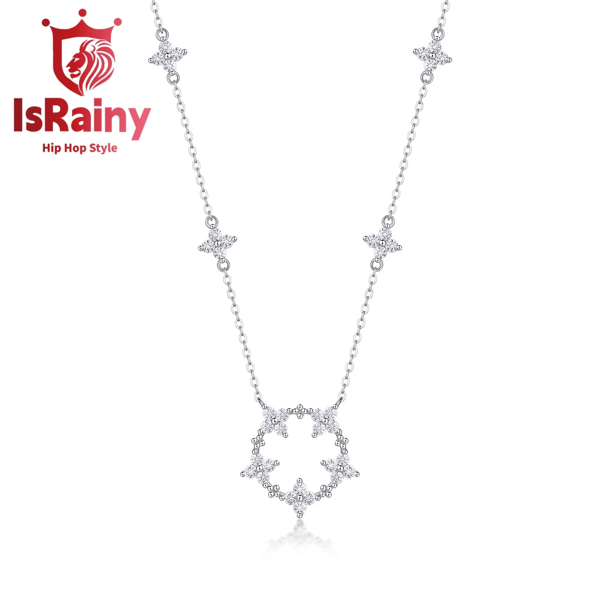 

IsRainy Hip Hop Rock 100% 925 Sterling Silver Sparkling GRA Moissanite Diamond Pendant Necklaces Fine Jewelry for Women Men Gift