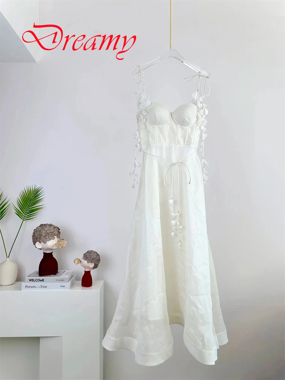 

Нежное белое шифоновое вечернее платье по индивидуальному заказу, элегантное изящное платье без бретелек на тонких бретельках с молнией сзади, платье для выпускного вечера