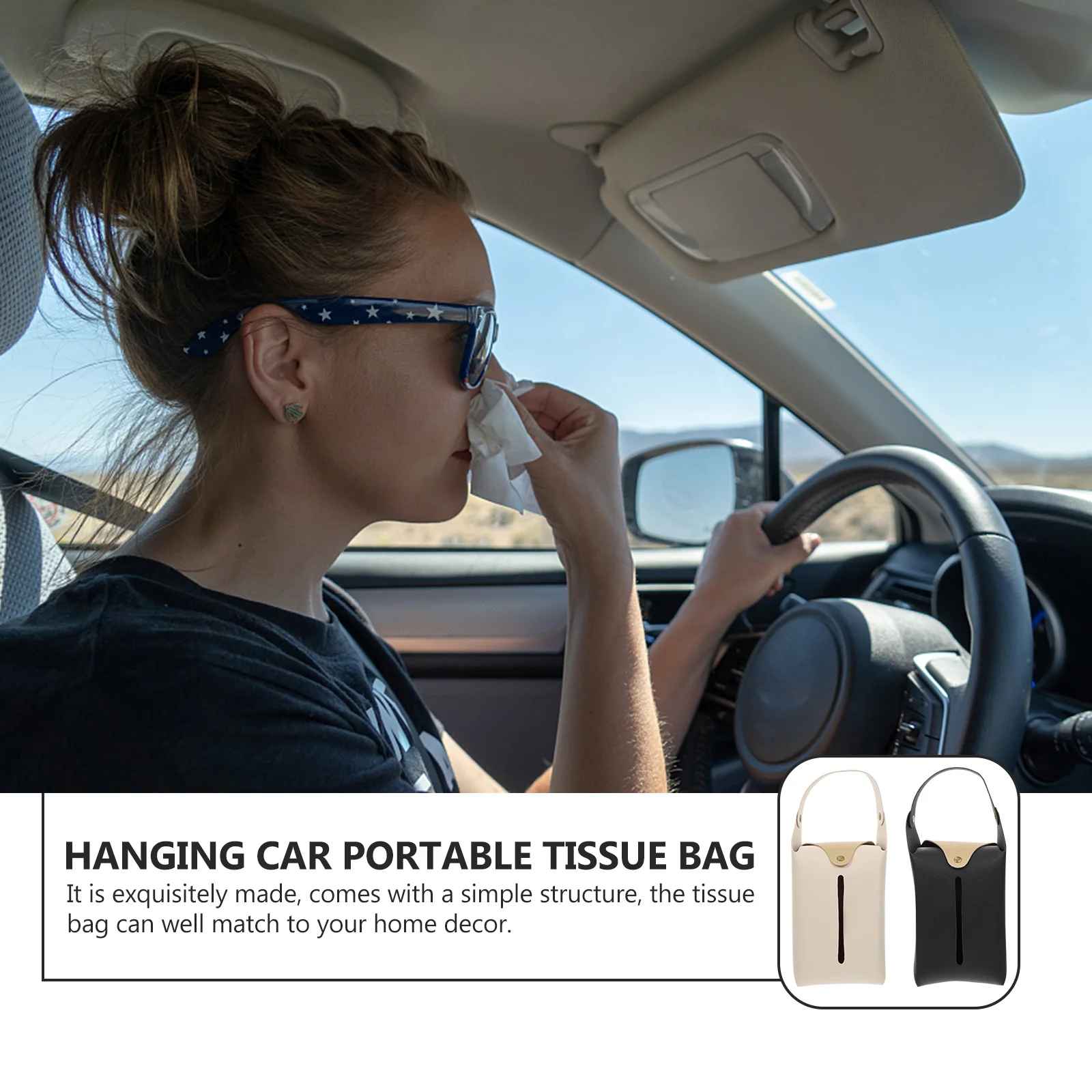 

2pcs Paper Bag Pu Tissue Holder Napkin Storage Box For Home Car Office Decorative Tissue Organizer Box