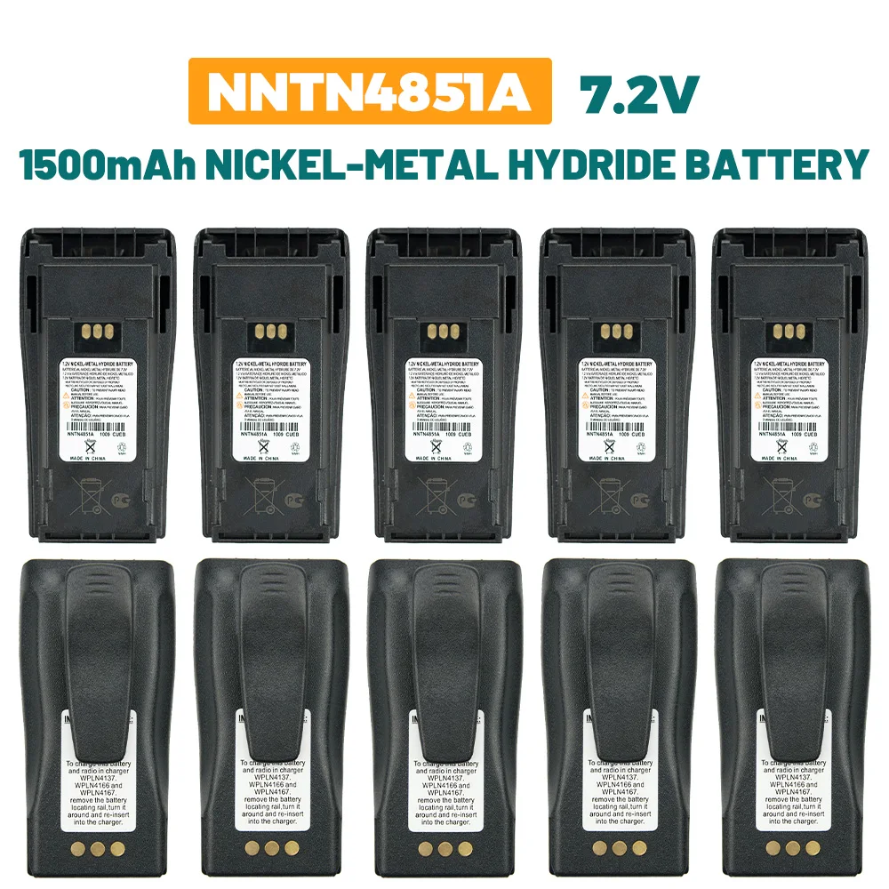 10PCS 7.2V 1500mAh NNTN4851A NI-MH Battery for Motorola CP040 CP140 CP160 CP200 XiR P3688 GP3688D GP3688 DEP450 Two Way Radio