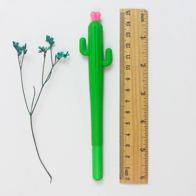 10/30/50/100pcs Cute Cartoon Decompression Pen Cactus Soft Gel Neutral Pen 0.5mm Student Creative Stationery Signature Pen