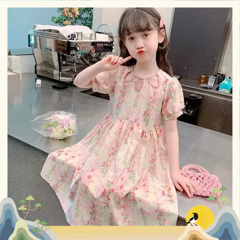 2026 Summer Kids Girls Layered Chiffon Princess Chemise Dresses Princess Children Braces Skirt Teens Beach 6 8 10 11 12 Years