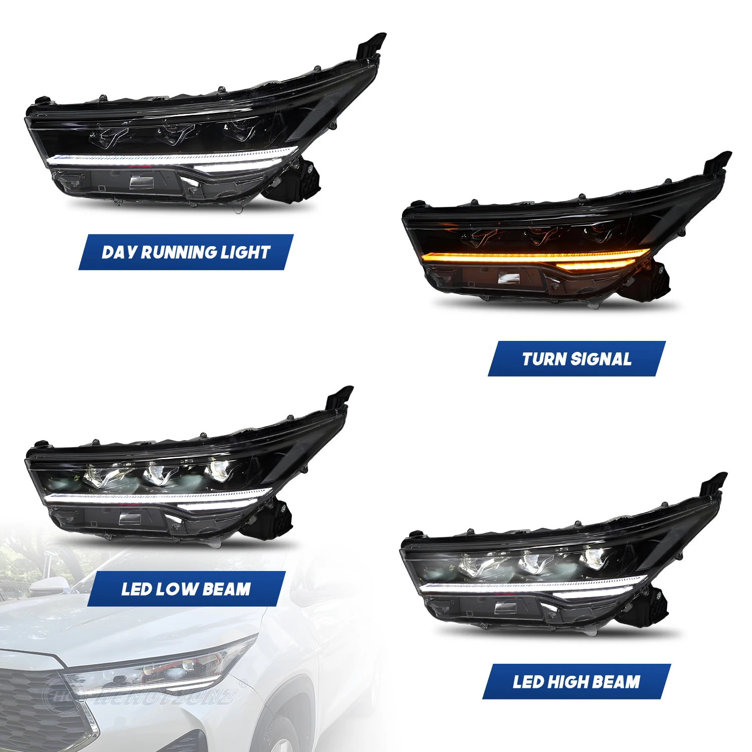 2026 HCMOTIONZ LED Headlights for Toyota Innova 2022-2025 6000K Color DRL Start-Up Animation Front Lamps Assembly Lighting Syste
