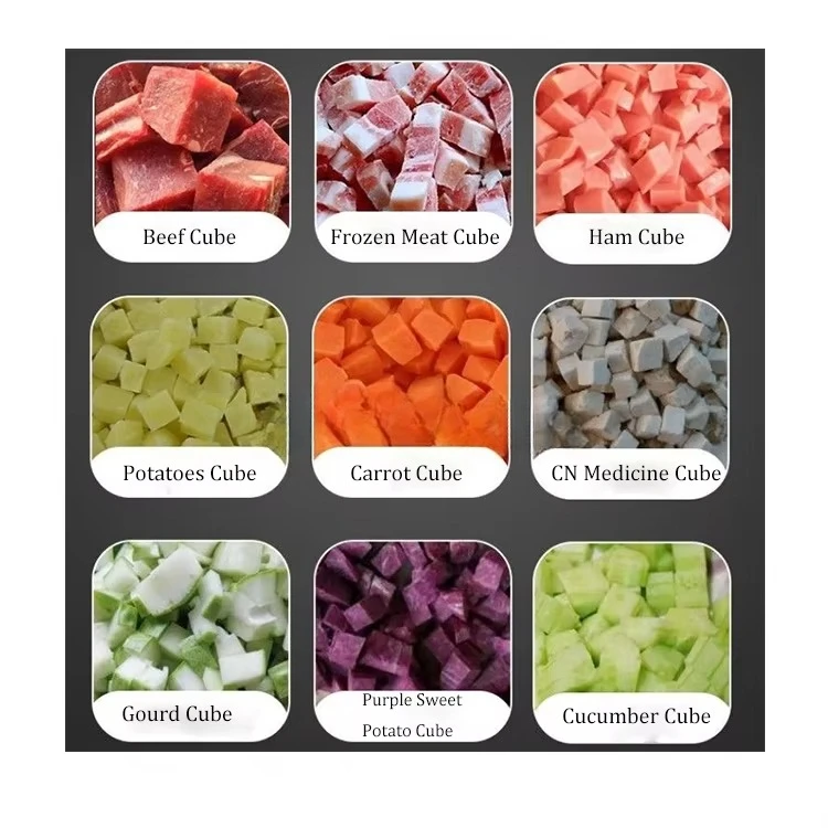 Electric Carrot Potato Pepper Mushroom Broccoli Automatic Root Vegetable Industrial Cube Slicer