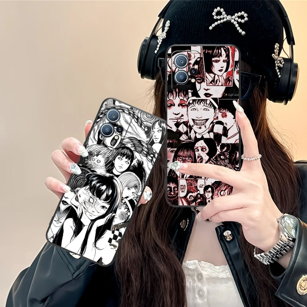 Junji Souichi Painting Mobile Cell Phone Case for Huawei P60 P50 P40 P30 P20 P10 P9 P8 Pro Lite Plus Black Phone Cover Shell