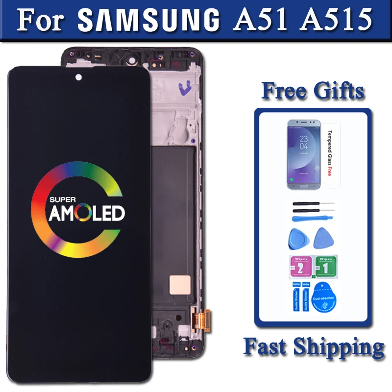 SUPER AMOLED  Display For Samsung Galaxy A51 LCD A515 A515F A515F/DS A515FD LCD Screen Touch Digitizer Assembly