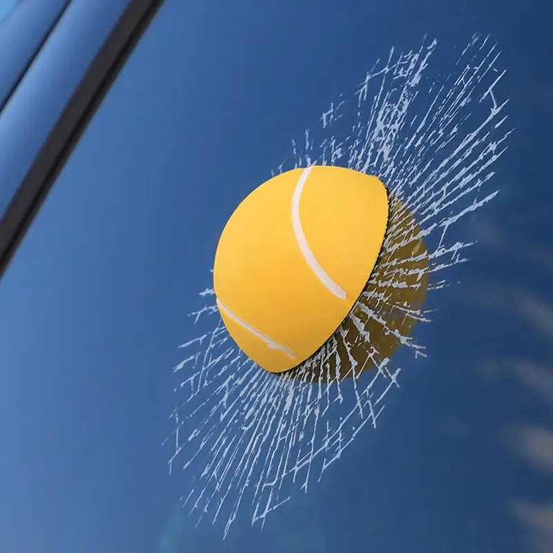3D Simulation Golf/Baseball Break Glass Car Window Sticker Prank Tricky Realistic Broken Glass Window Sticker Prank Joke Decal