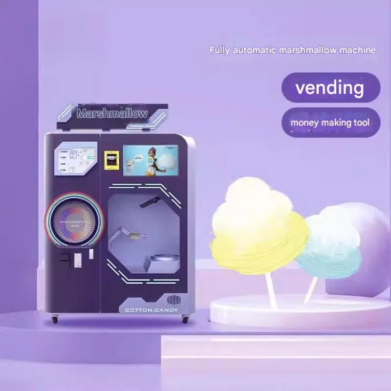 Factory Direct 2026 FOB Commercial Automatic Cotton Candy Vending Machine Smart Self Service With Multiple Flavors For Amusement