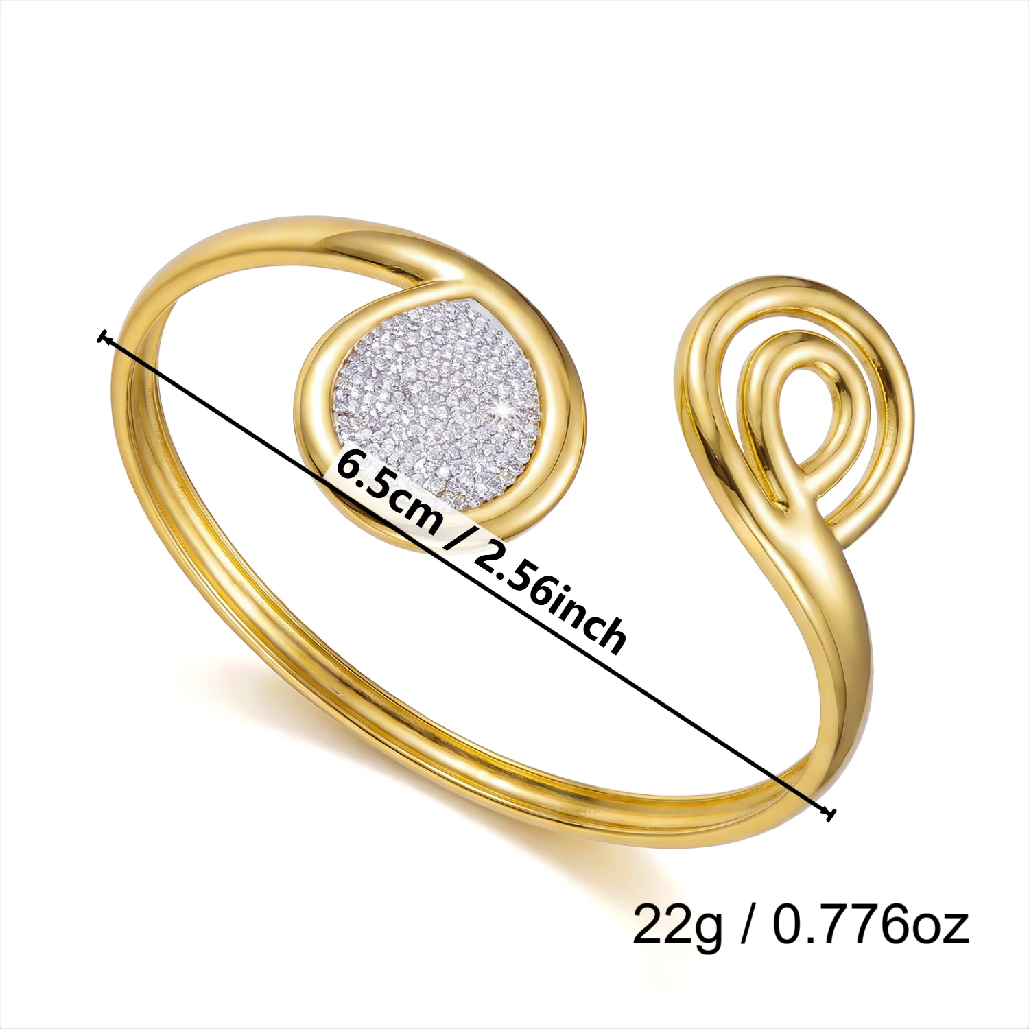 Edelstahl Geometrisches Doppelschichtiges Manschettenarmband für Damen und Herren Trendiges Glänzendes Zirkon-Wassertropfen Offener Armreif Wasserdichter Schmuck – Detail 8