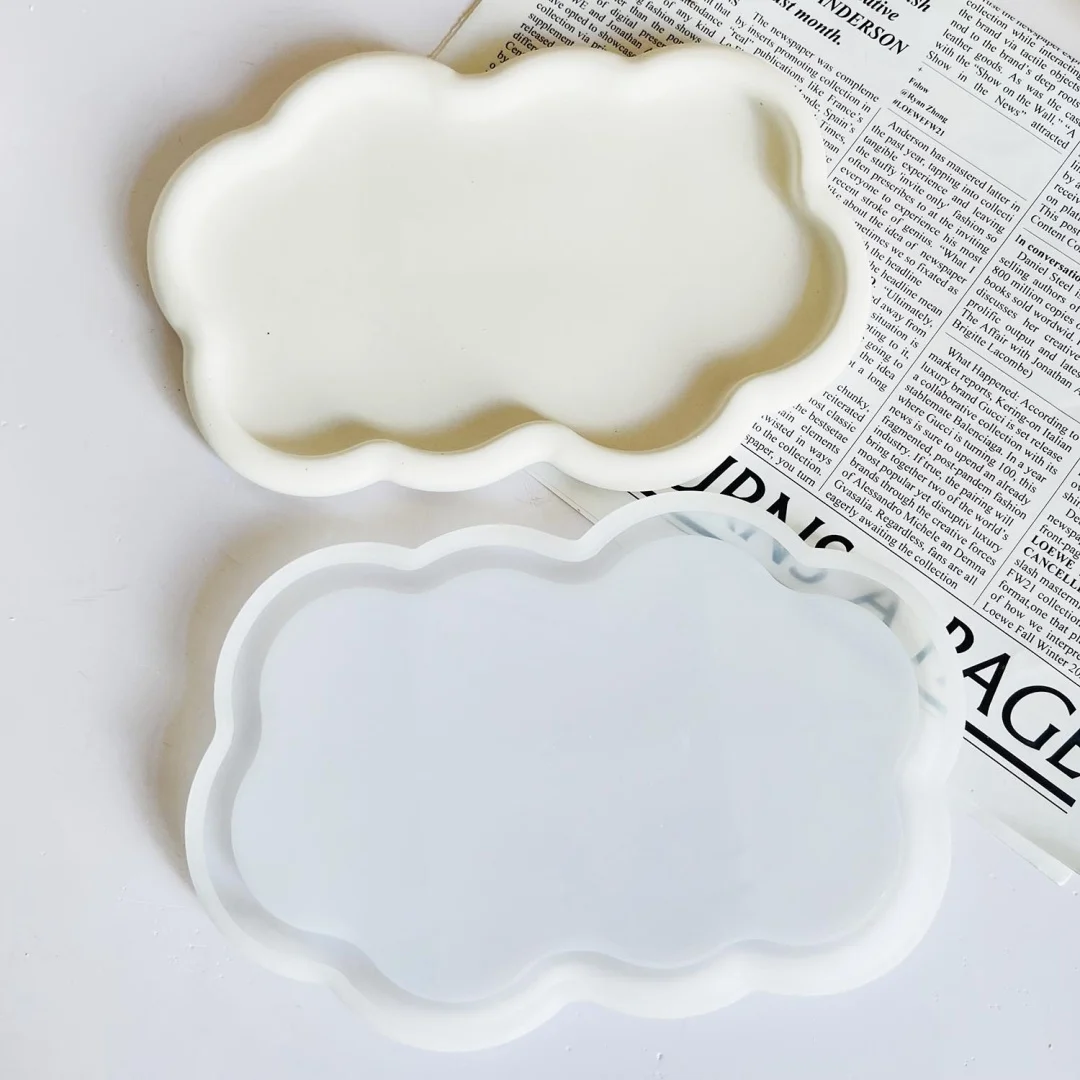 Big Cloud Irregular Tray Silicone Mold Double Heart Plate Gypsum Epoxy Resin Cement Storage Desktop Decoration Mould