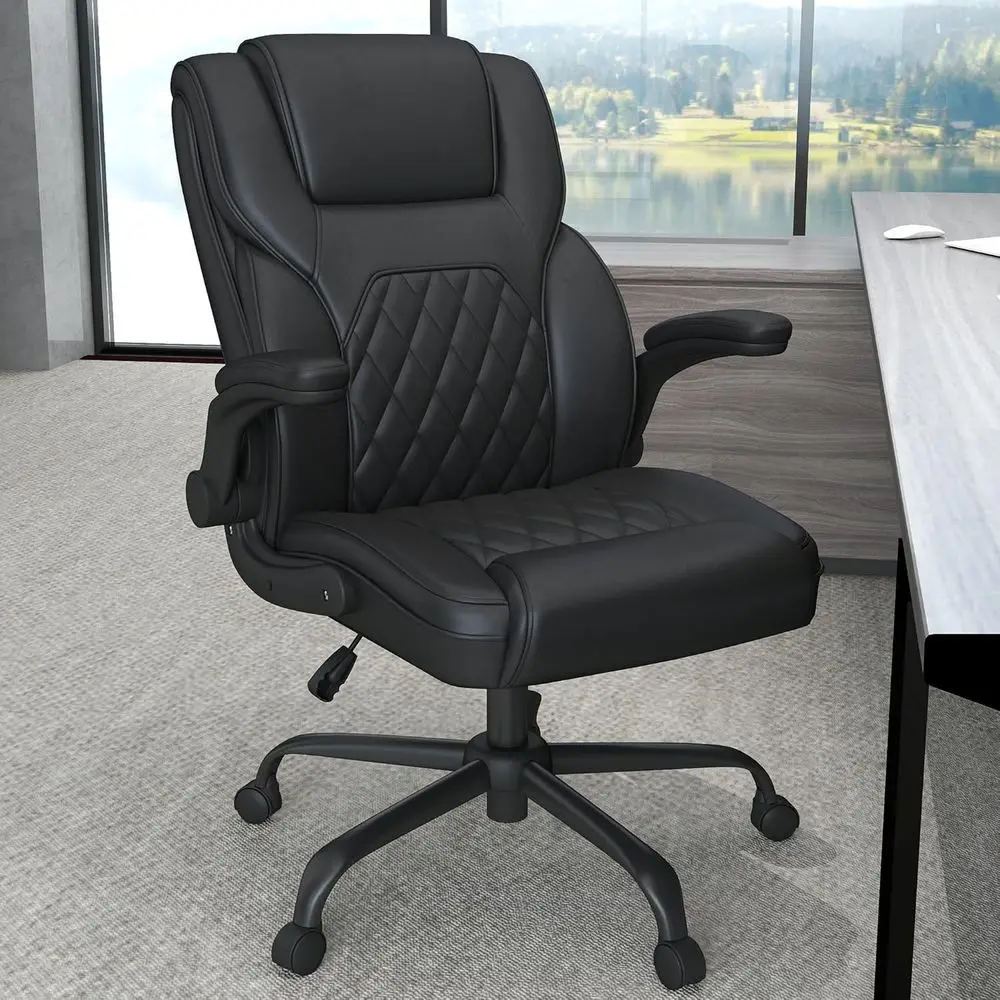 Executive Oice Chair, Comy Ergonomic Computer Desk Chairs with lip-up Armrests, Lumbar Support, High Back, 360° Swivel and Rocki