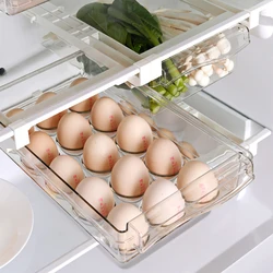Refrigerator Egg Storage Box Fruit Vegetable Preservation Organizer Transparent Egg Container Under-shelf Refrigerator Drawer