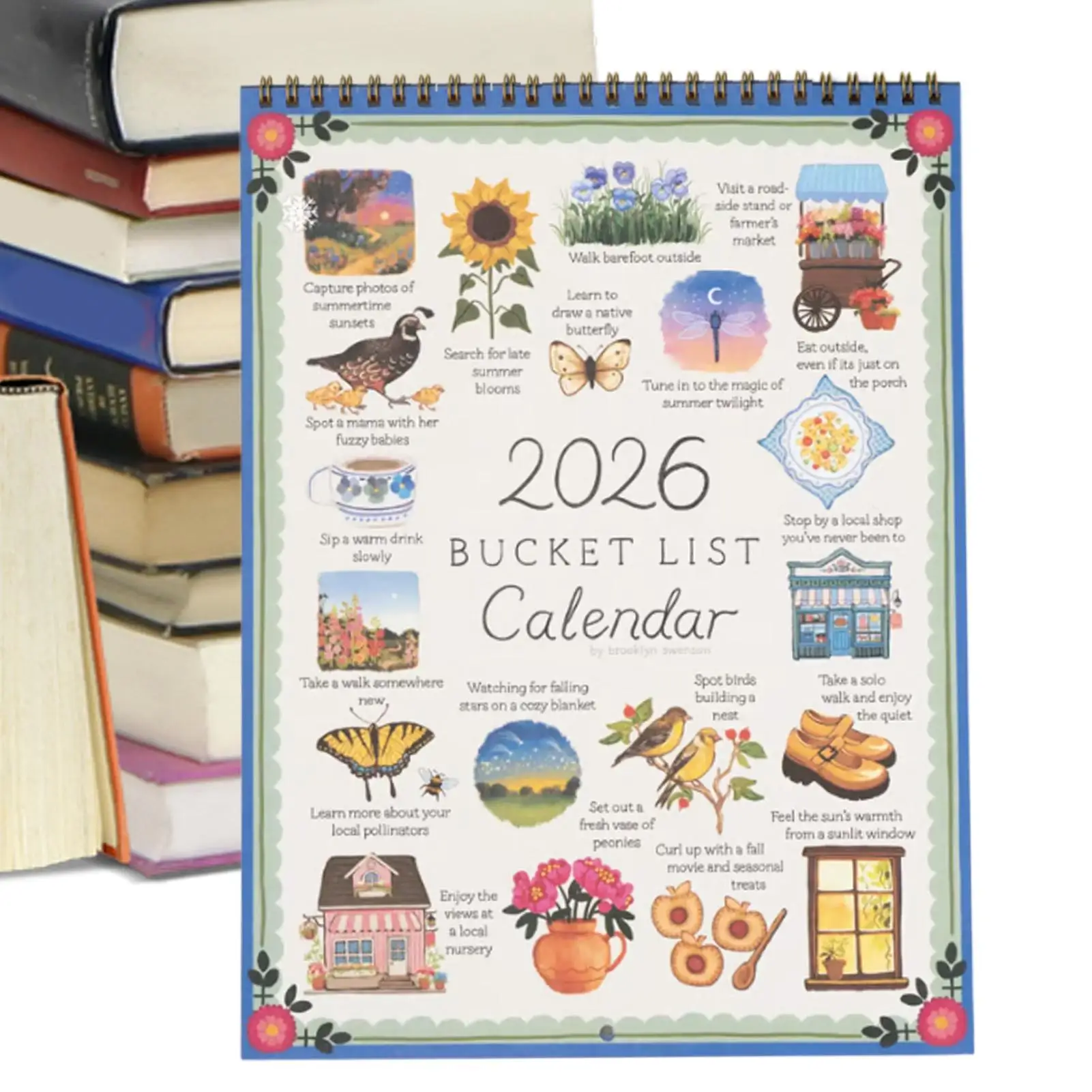 

2026 Desk Calendar 9 X 12 Inch Seasonal Spiral Bound Work Supplies Monthly Calendar Planner for Habit Reading Health Mental
