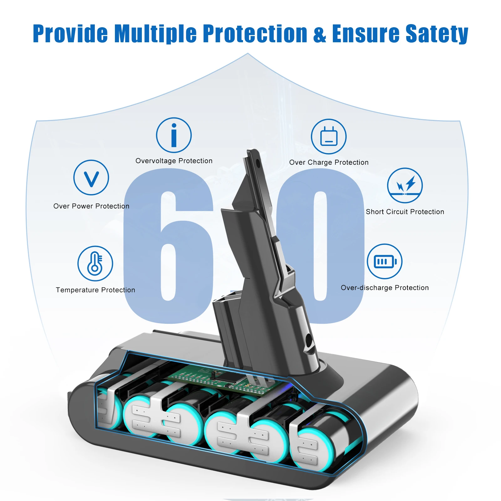 

21.6V 6000mAh V7 Li-ion Replacement Battery Handheld Vacuum Cleaner Li-ion Replacement Battery for Dyson V7 Trigger