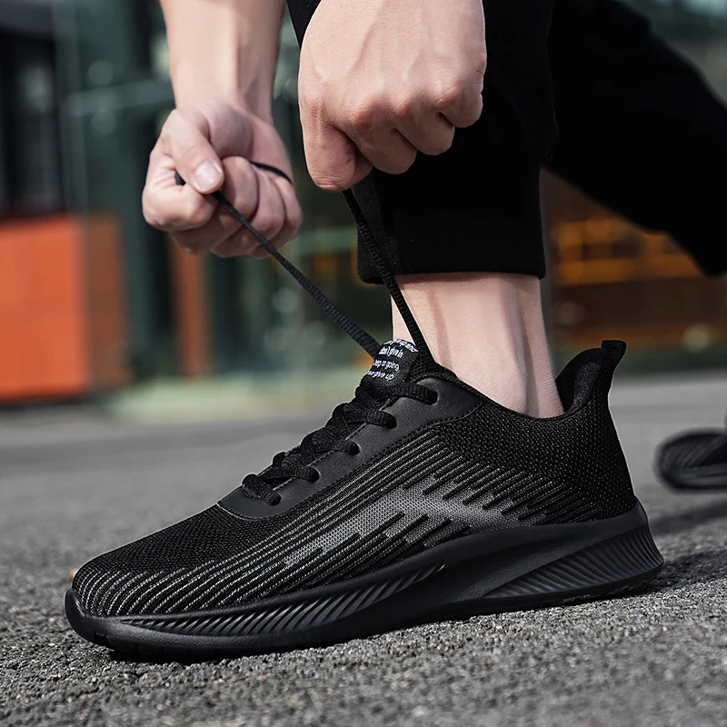 Male Sneakers 2023 New Mesh Thick Sole Lace Up Casual Outdoor Anti Slip Comfortable Soft Sole Breathable Running Shoes for Men