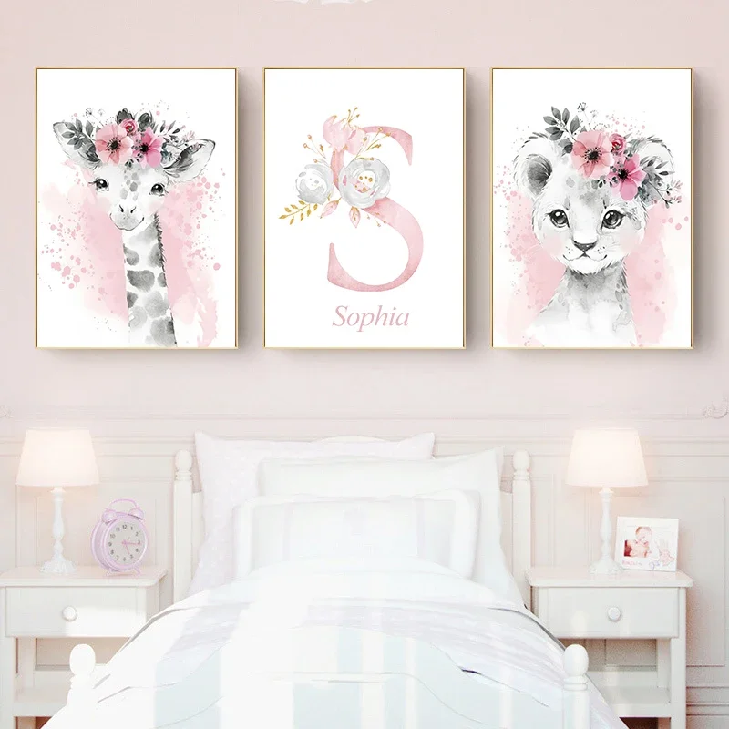 1 Piece Baby Wildlife Wall Art - Safari Kids Room Decor-Zoo Jungle Animals Pictures - Watercolor Boys Girls Room Poster-Unframed