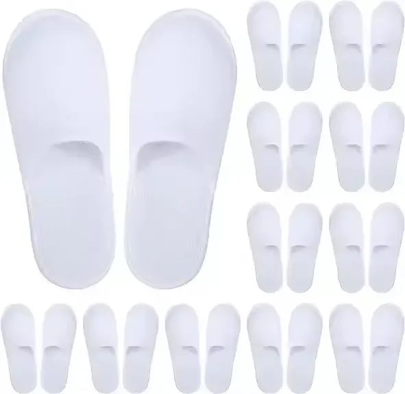 White Disposable Slipper Non-Slip House Slippers Individually Packaged Unisex Brushed Slides for Hotel Travel Households Shoes