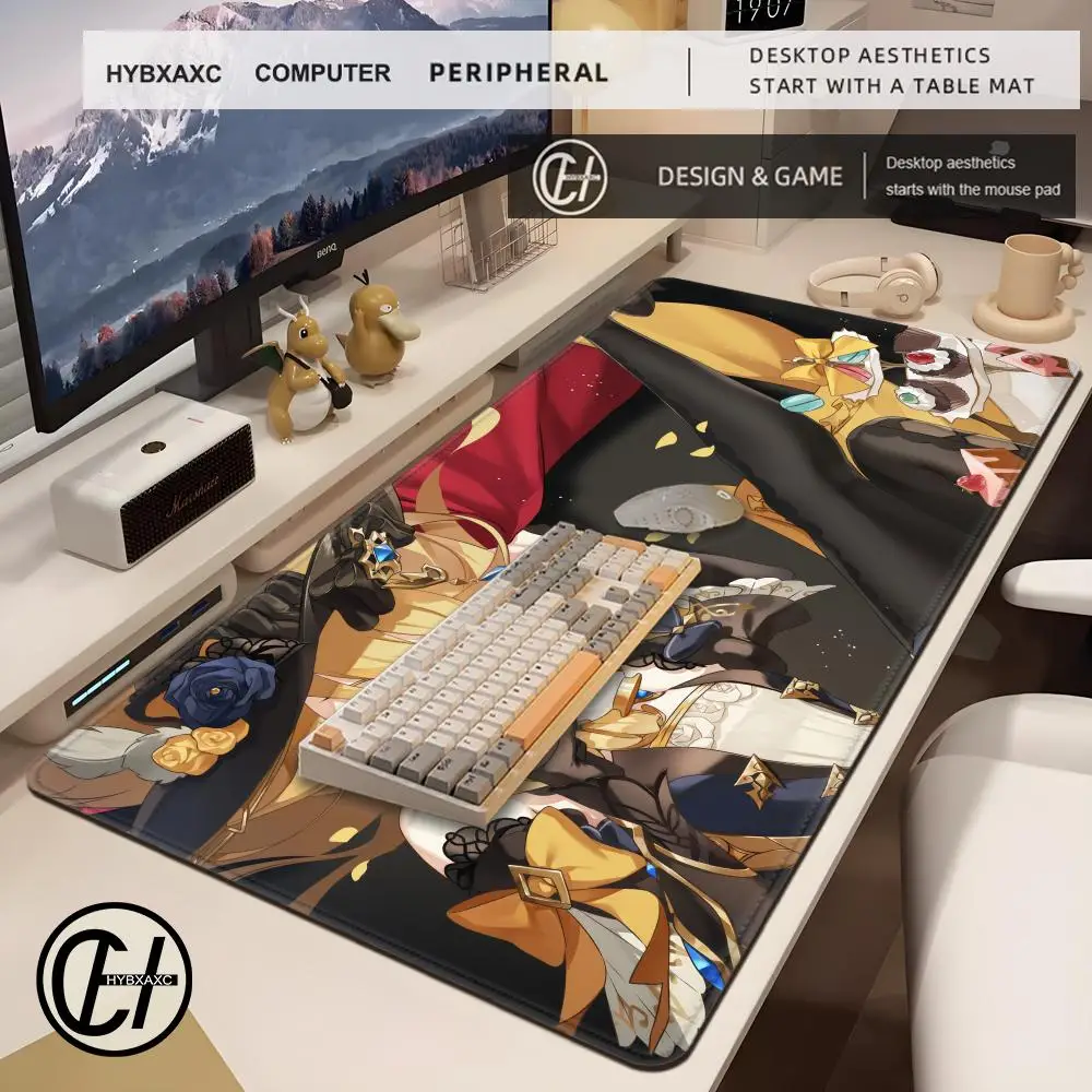 Navia Genshin Impact Anime Girl Mousepad Large Gaming Mouse Pad LockEdge Thickened Computer Keyboard Table Desk Mat