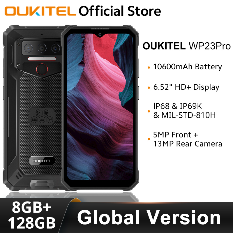  Oukitel WP23 Pro Rugged Smartphone 6.52" HD+ Display 8GB+128GB 10600mAh Mobile phone 13MP GPS Android 13 NFC Cellphone 