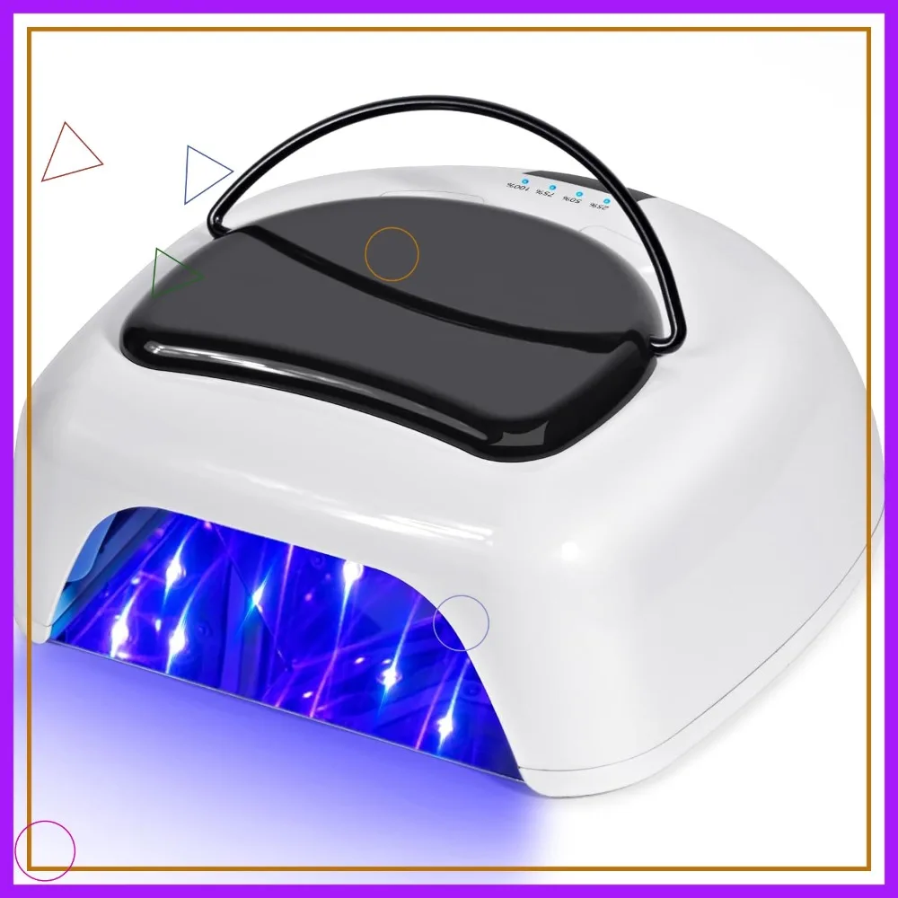 

96W UV LED Nail Lamp with Auto Sensor, Cordless & Portable for Fast Curing at Home or Salon, White+Black