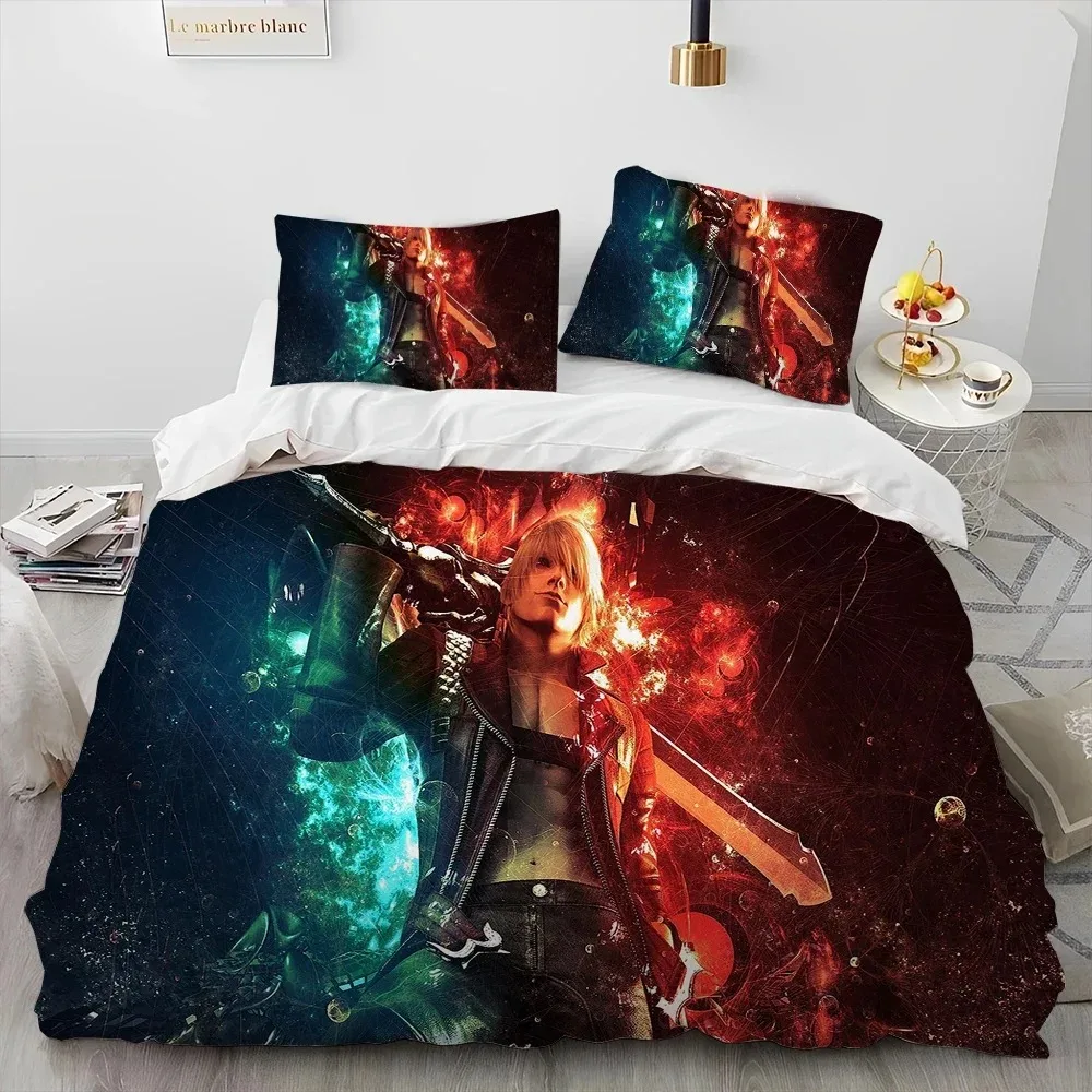 D-Devil May Cry DMC Game Gamer Comforter Bedding Set,Duvet Cover Bed Set Quilt Cover Pillowcase,king Queen Size Bedding Set Kid