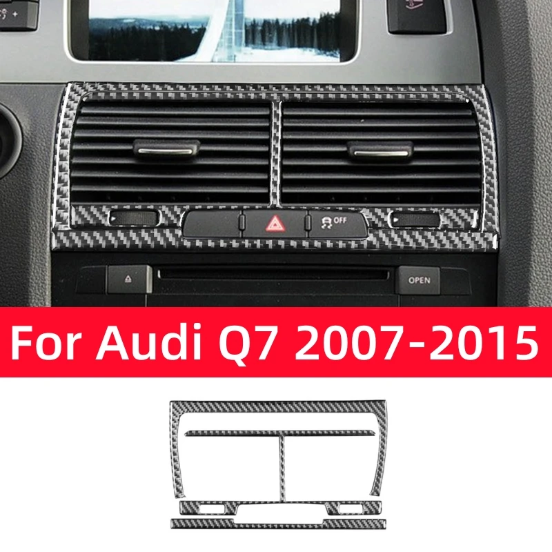 

For Audi Q7 2007-2015 Accessories Carbon Fiber Interior Car Central Air Conditioning Vent Decorative Sticker Cover Trim Frame