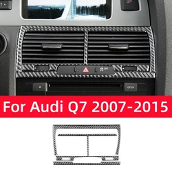 For Audi Q7 2007-2015 Accessories Carbon Fiber Interior Car Central Air Conditioning Vent Decorative Sticker Cover Trim Frame