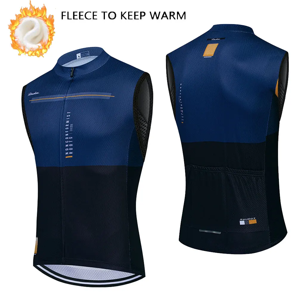 Raudax Winter Thermal Fleece Cycling Vest Sleeveless Cycling Jackets Bicycle Warm Vests MTB Bike Tops Racing Gilet Ropa Ciclismo